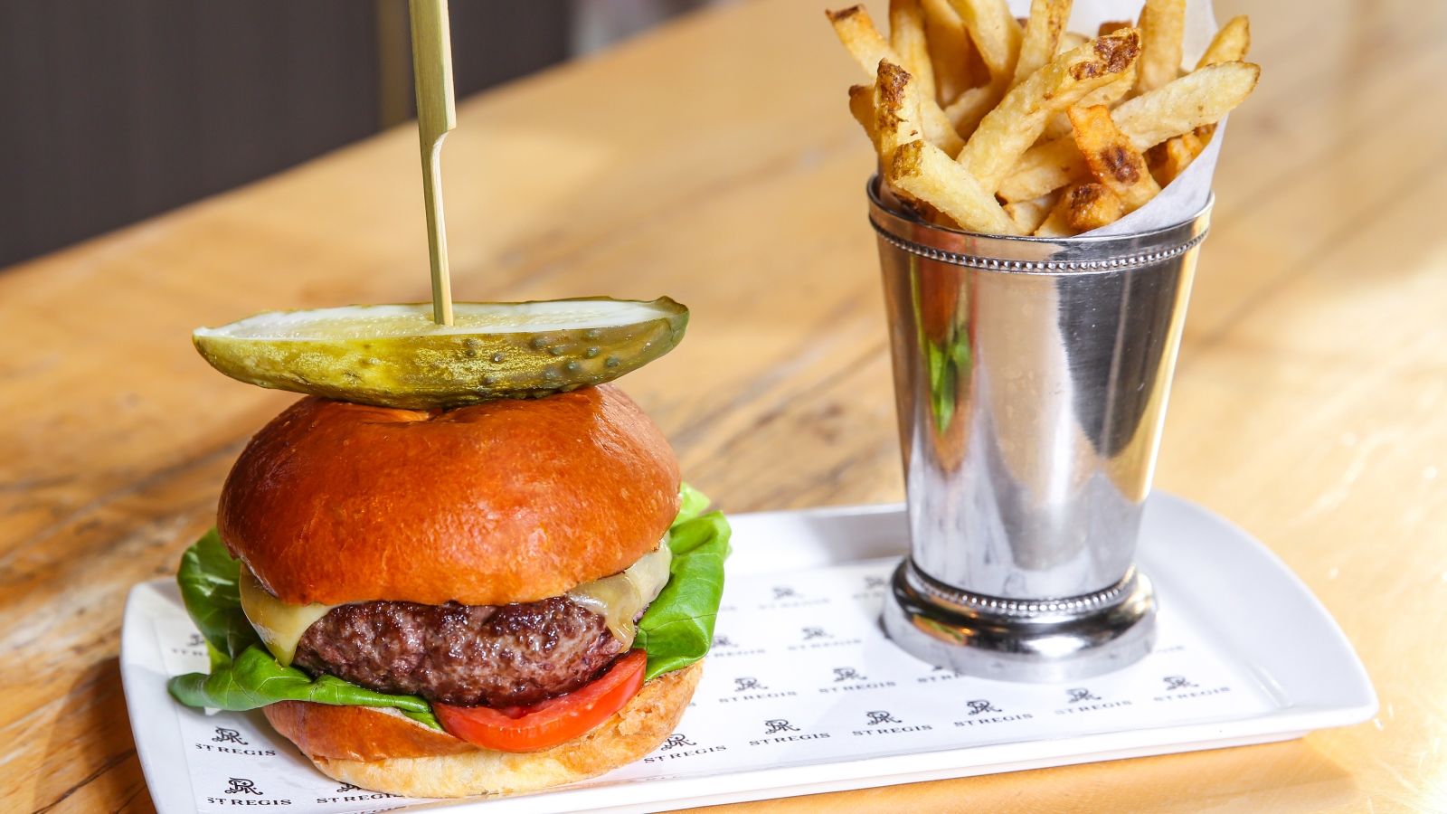 Burger and fries at Grill restaurant at The St. Regis San Francisco